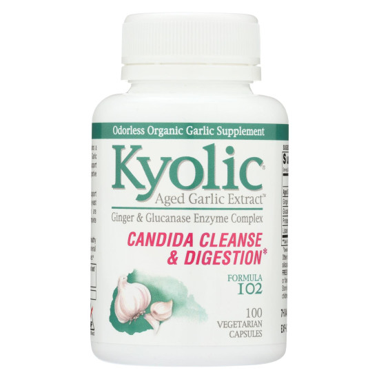 Kyolic - Aged Garlic Extract Candida Cleanse And Digestion Formula 102 - 100 Vegetarian Capsulesidx HG0294702