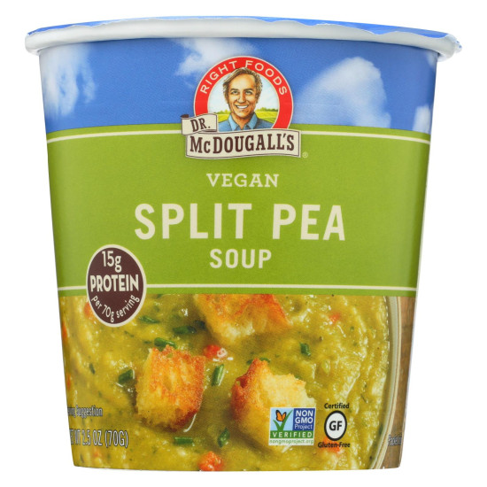Dr. Mcdougall s Vegan Split Pea And Barley Soup Big Cup - Case Of 6 - 2.5 Oz.idx HG0746859