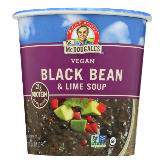 Dr. Mcdougall s Vegan Black Bean And Lime Soup Big Cup - Case Of 6 - 3.4 Oz.idx HG0756825